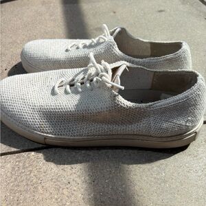 Nisolo Men's Knit Lace-Up Sneakers in Light Beige